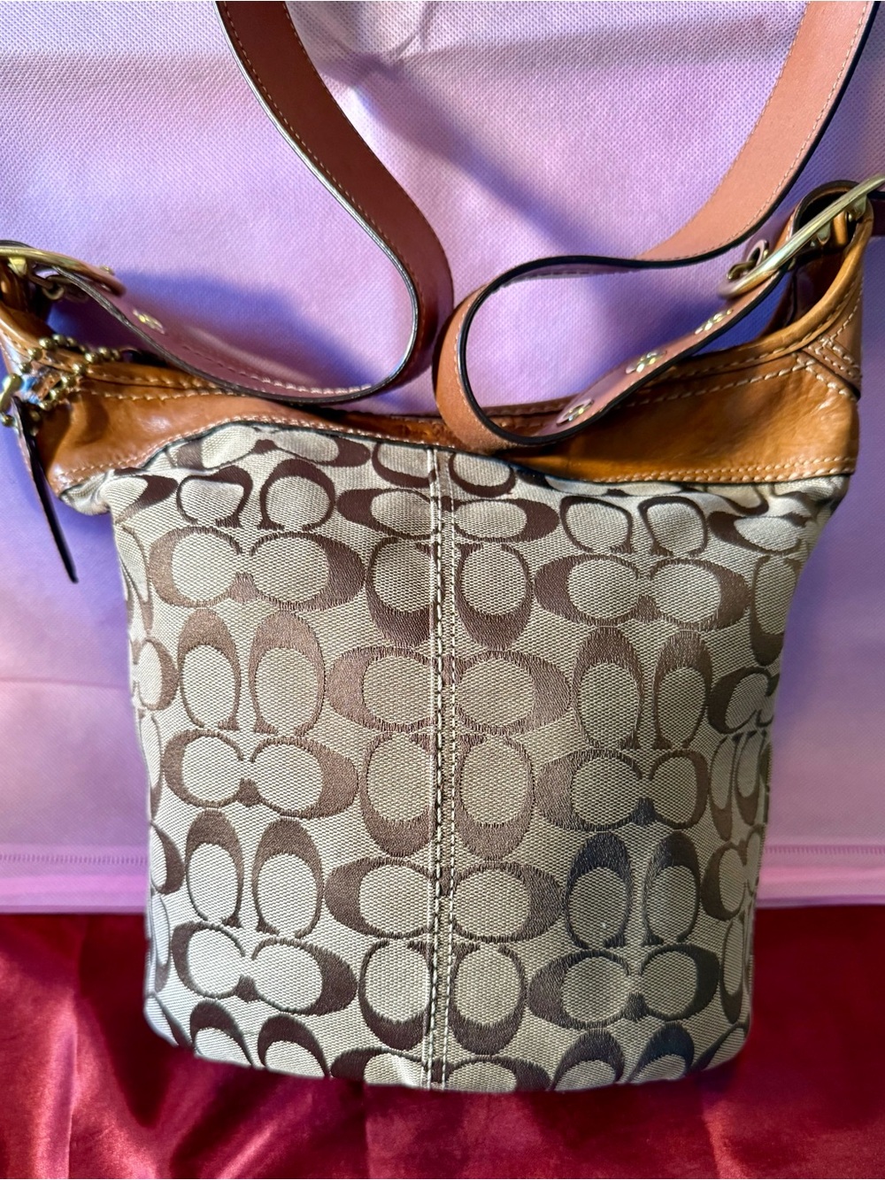 Coach Brown Signature Canvas Shoulder Bag
